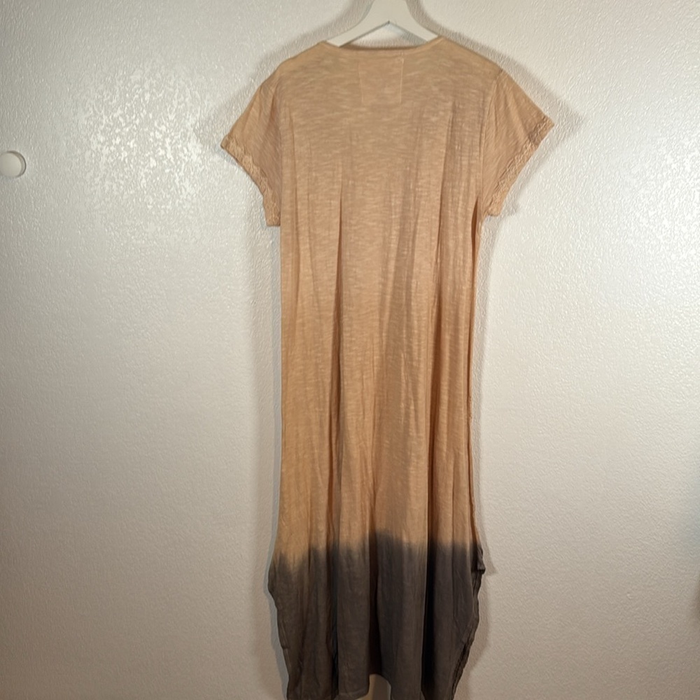 Karyn Seo Cream & Gray Dip Dye Handmade Embroidered Maxi Dress Size XL - Picture 5 of 8